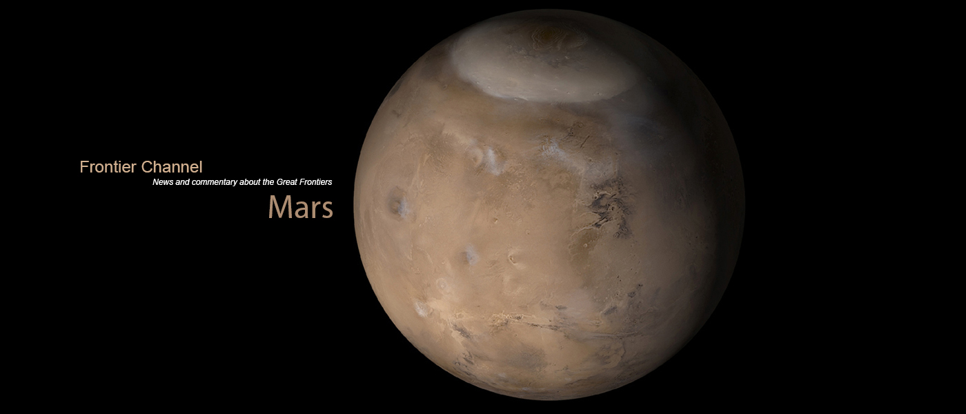 Frontier Channel Mars Header 2020 with website text next to image of Mars